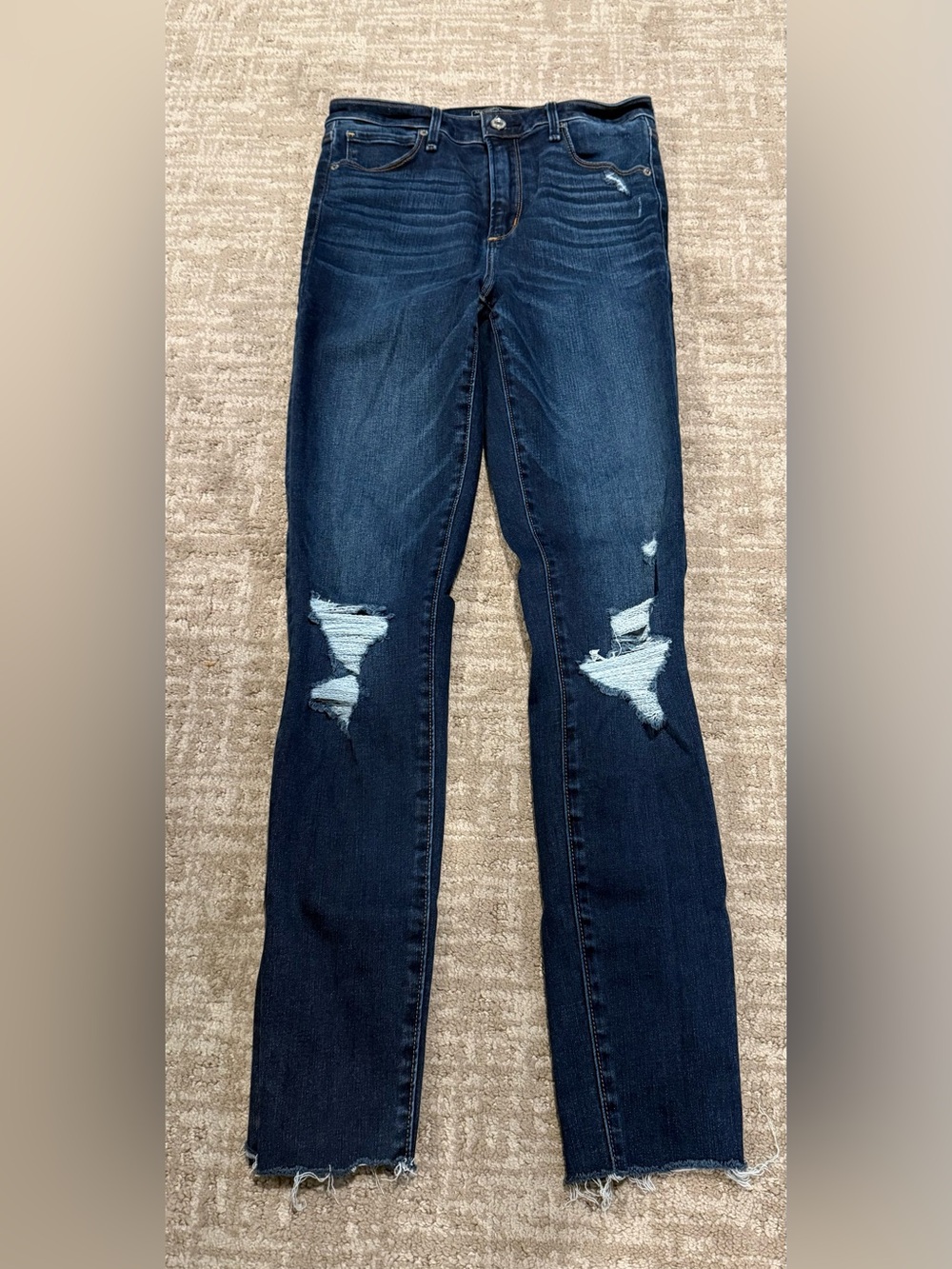 Abercrombie & Fitch Dark Indigo Straight Leg Ripped Jeans